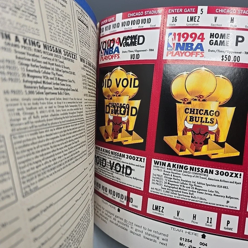 1994 Chicago‎ Bulls Ticket Book 10 Playoff Ticket NBA RARE Jordan 90s Pippen